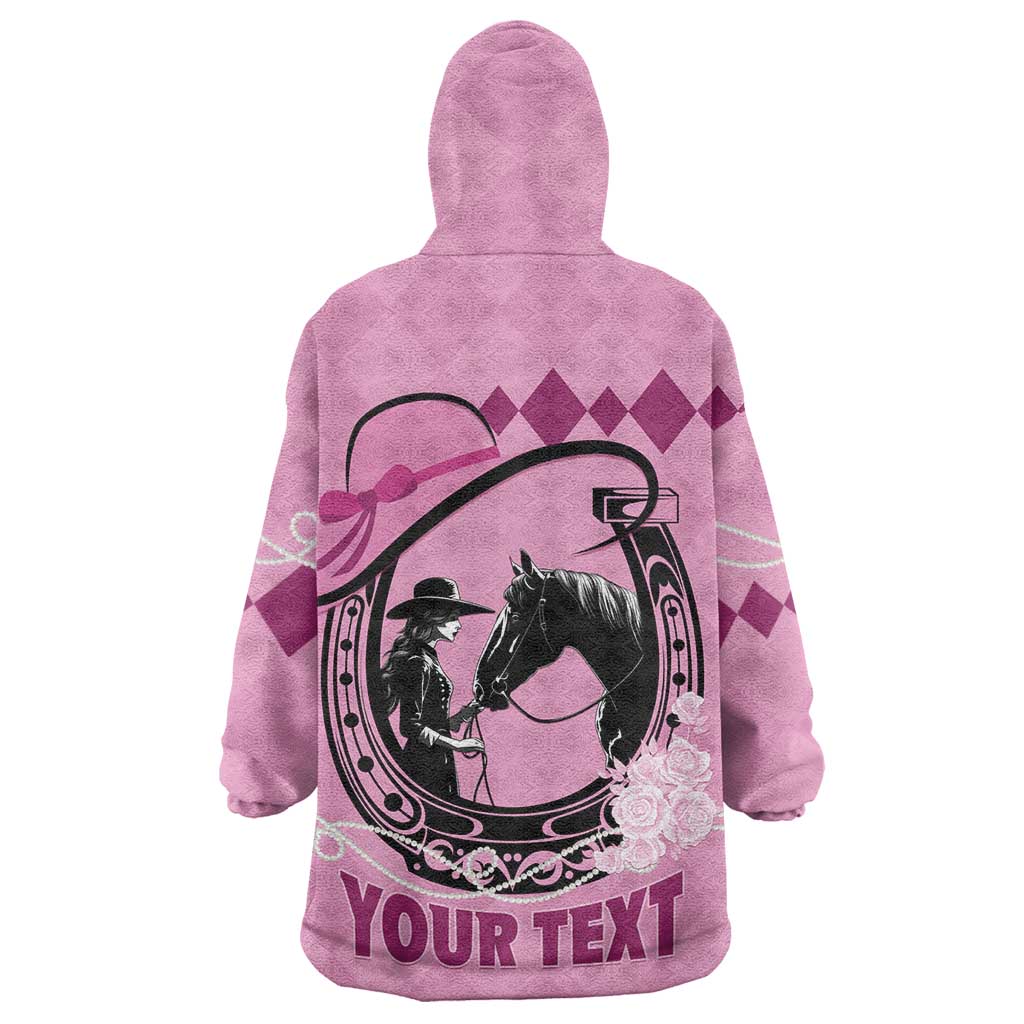 Personalized Kentucky Horse Racing Wearable Blanket Hoodie Beauty and The Horse Pink Version LT01