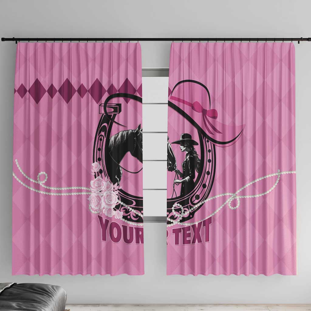 Personalized Kentucky Horse Racing Window Curtain Beauty and The Horse Pink Version LT01