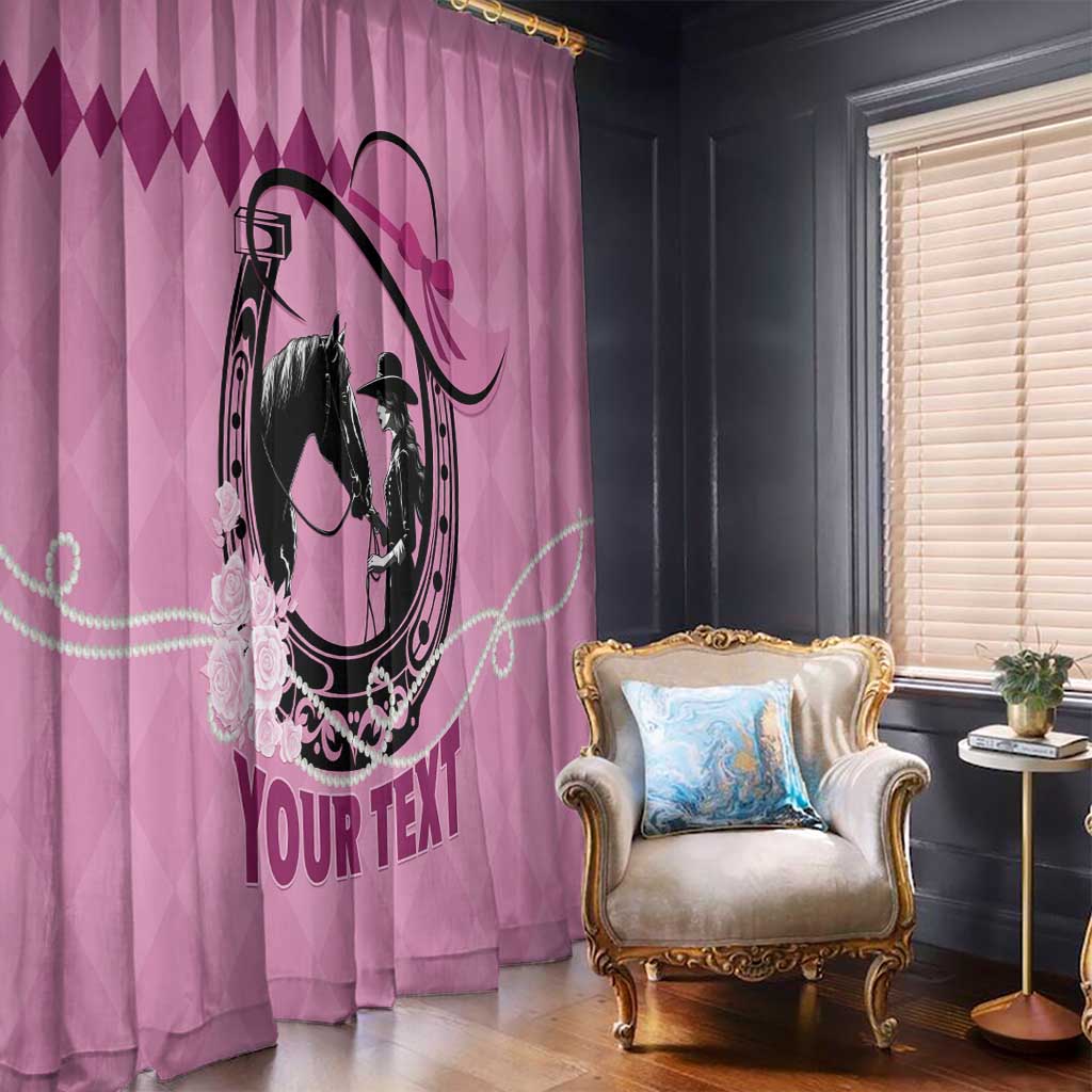 Personalized Kentucky Horse Racing Window Curtain Beauty and The Horse Pink Version LT01
