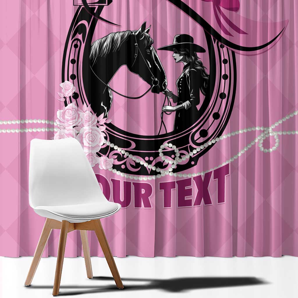 Personalized Kentucky Horse Racing Window Curtain Beauty and The Horse Pink Version LT01