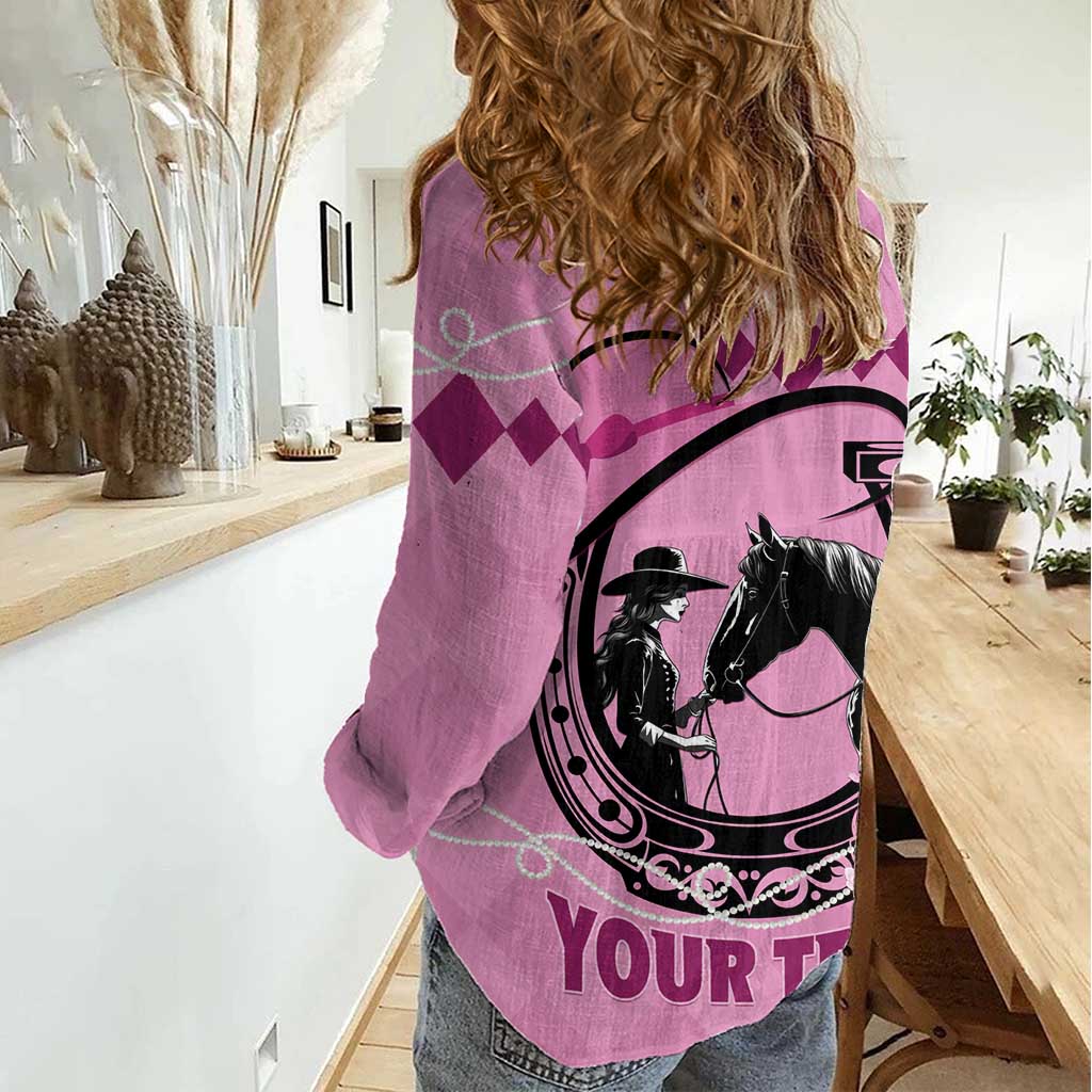 Personalized Kentucky Horse Racing Women Casual Shirt Beauty and The Horse Pink Version LT01