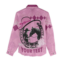 Personalized Kentucky Horse Racing Women Casual Shirt Beauty and The Horse Pink Version LT01