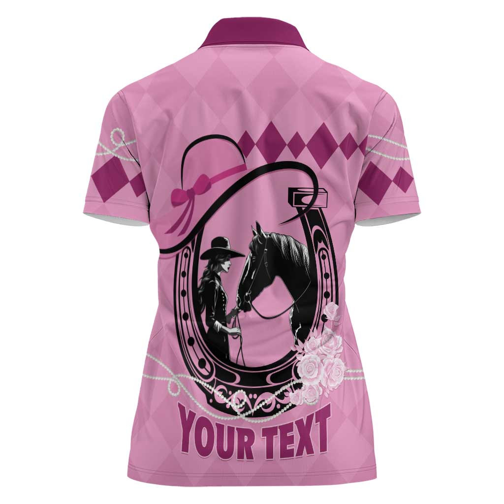 Personalized Kentucky Horse Racing Women Polo Shirt Beauty and The Horse Pink Version LT01