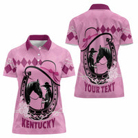 Personalized Kentucky Horse Racing Women Polo Shirt Beauty and The Horse Pink Version LT01