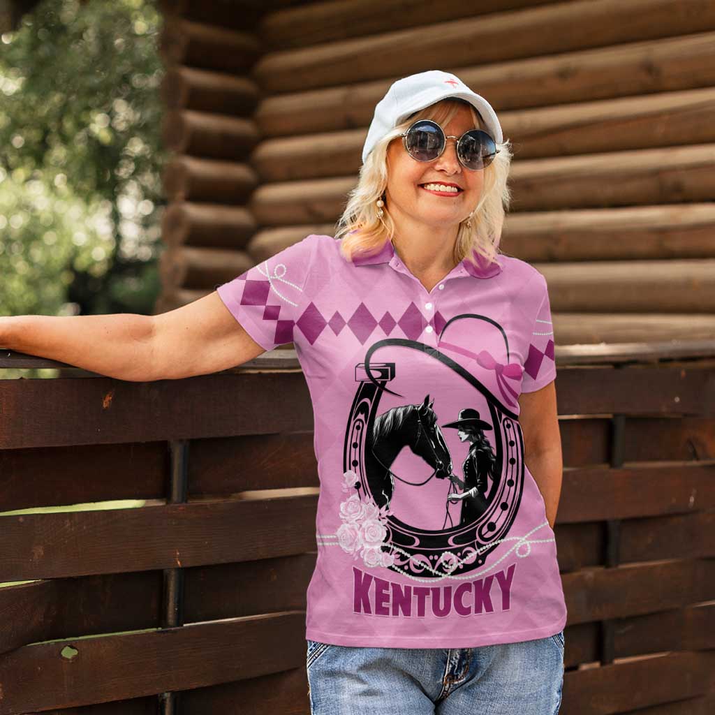 Personalized Kentucky Horse Racing Women Polo Shirt Beauty and The Horse Pink Version LT01