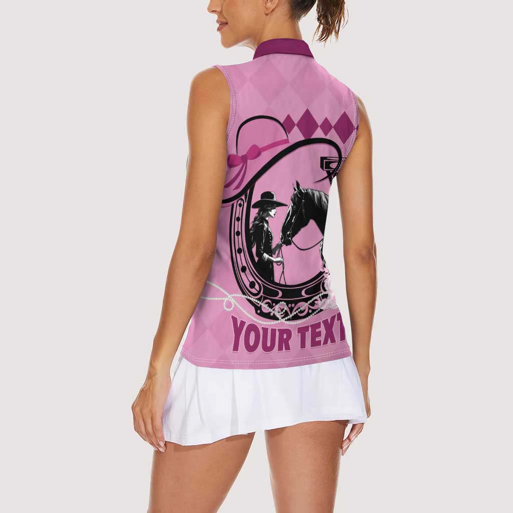 Personalized Kentucky Horse Racing Women Sleeveless Polo Shirt Beauty and The Horse Pink Version LT01