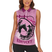 Personalized Kentucky Horse Racing Women Sleeveless Polo Shirt Beauty and The Horse Pink Version LT01
