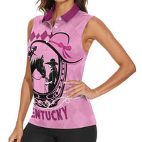 Personalized Kentucky Horse Racing Women Sleeveless Polo Shirt Beauty and The Horse Pink Version LT01