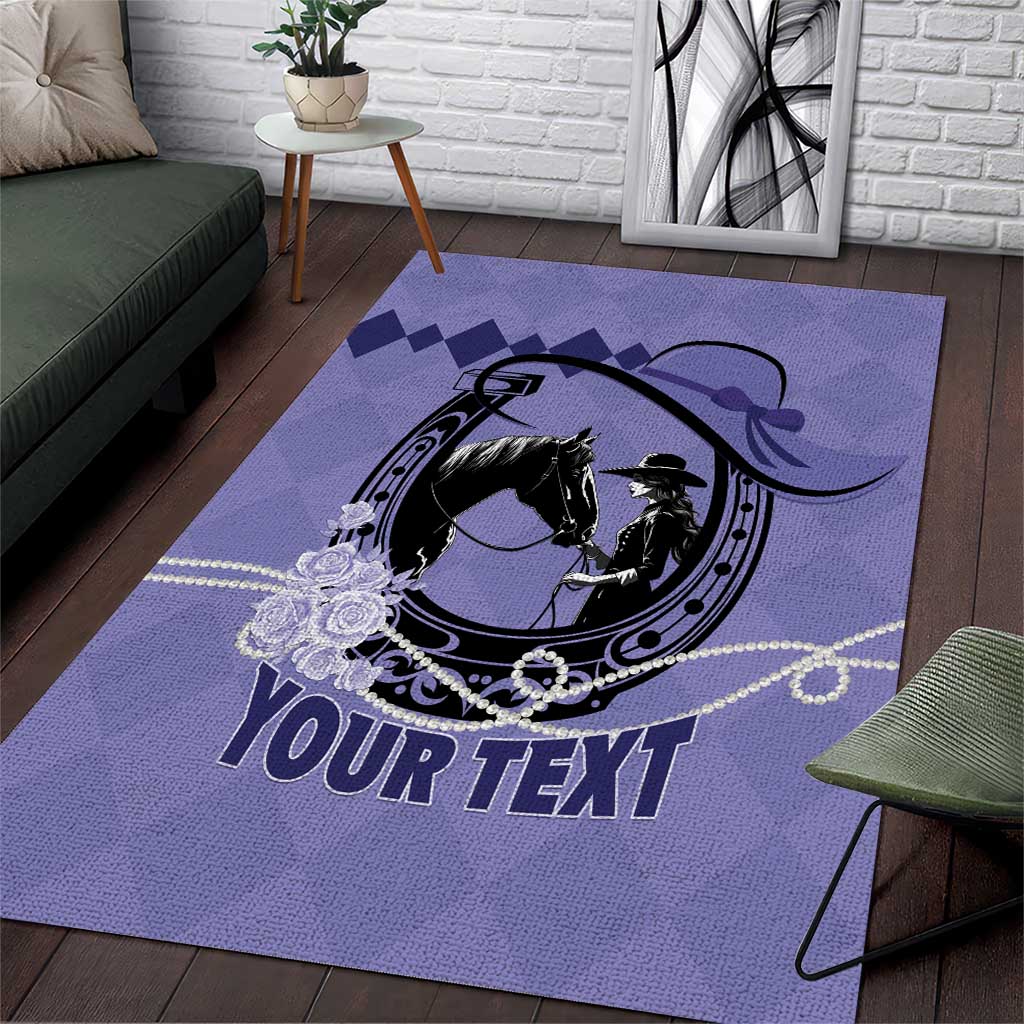 Personalized Kentucky Horse Racing Area Rug Beauty and The Horse Purple Version LT01