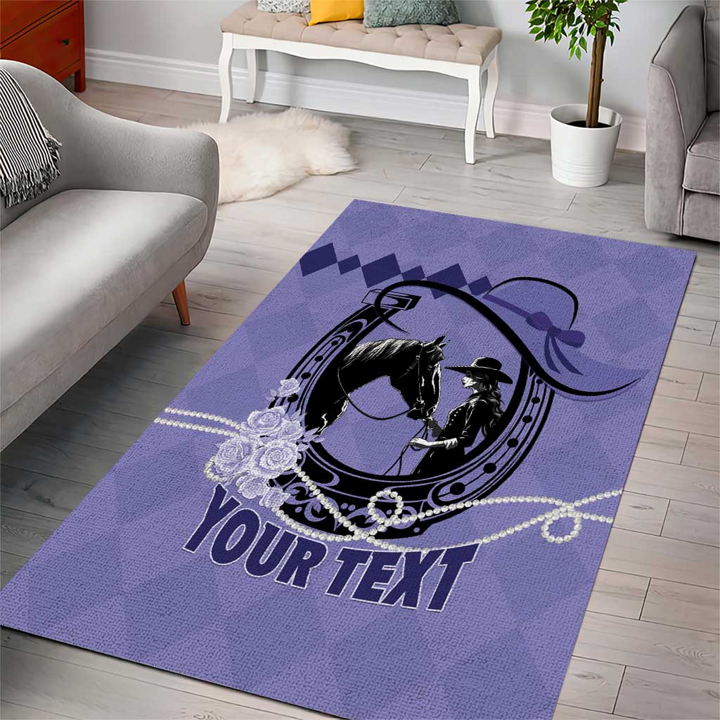 Personalized Kentucky Horse Racing Area Rug Beauty and The Horse Purple Version LT01