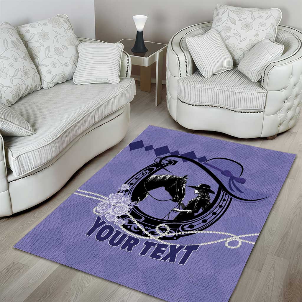 Personalized Kentucky Horse Racing Area Rug Beauty and The Horse Purple Version LT01