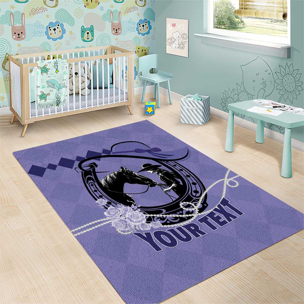 Personalized Kentucky Horse Racing Area Rug Beauty and The Horse Purple Version LT01