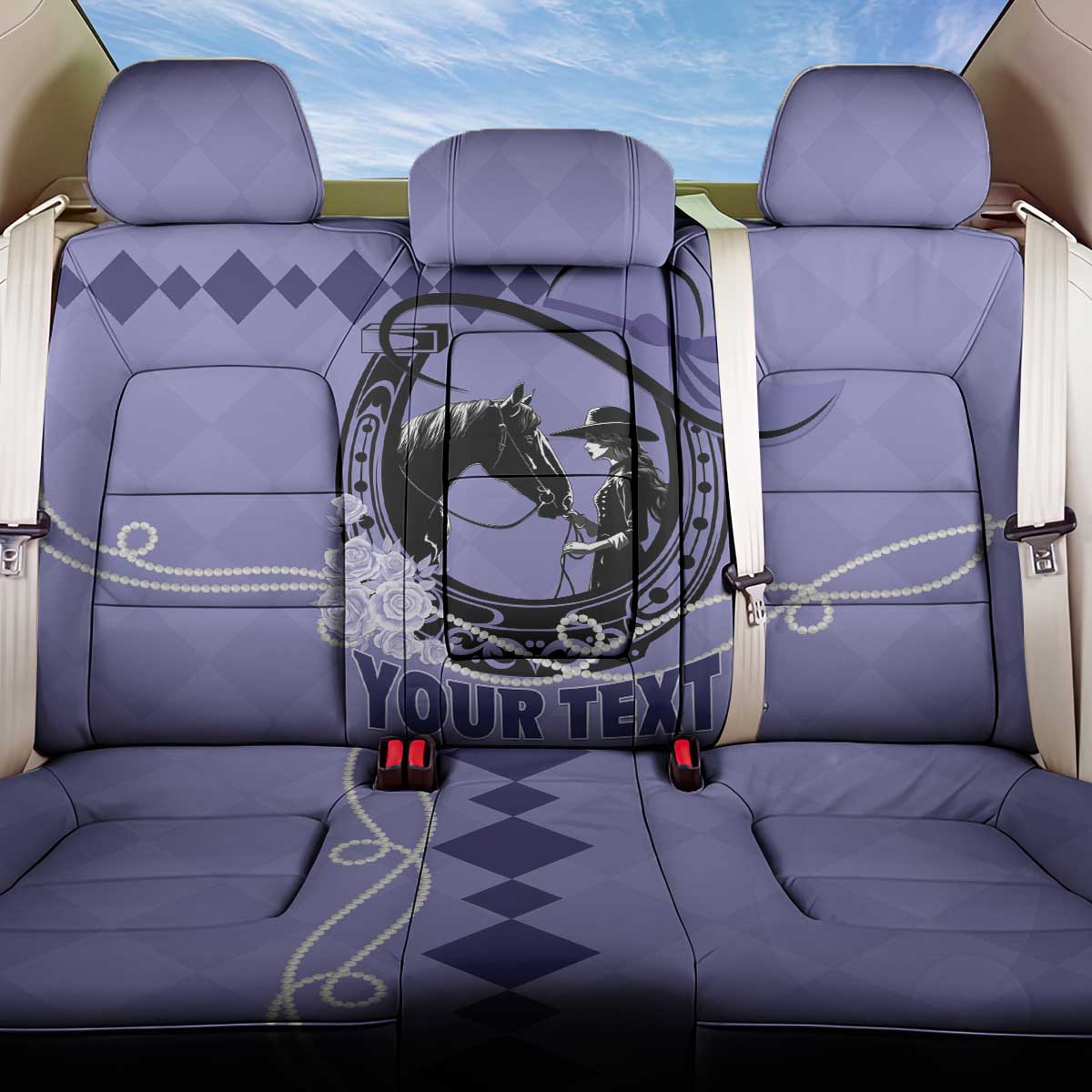 Personalized Kentucky Horse Racing Back Car Seat Cover Beauty and The Horse Purple Version LT01