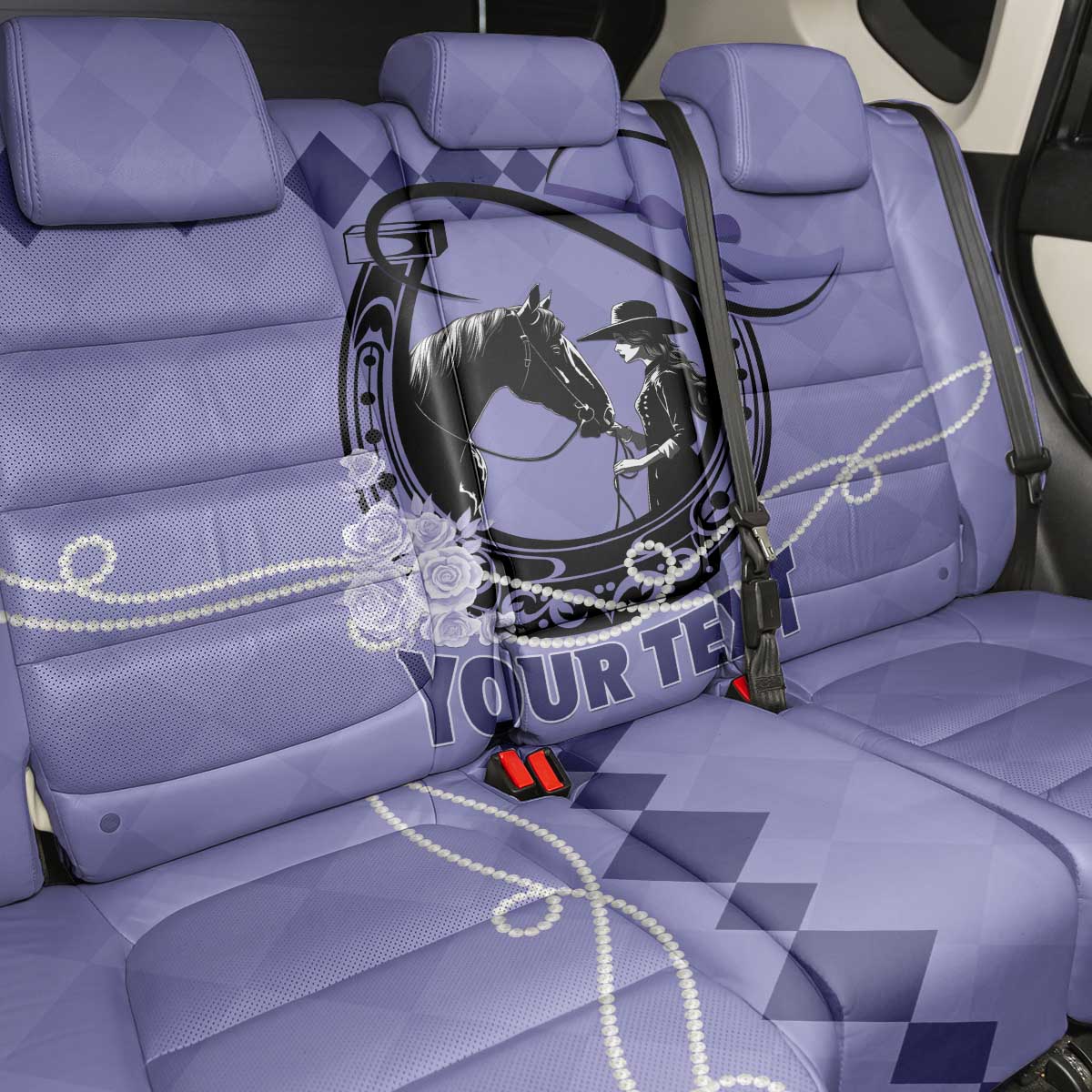 Personalized Kentucky Horse Racing Back Car Seat Cover Beauty and The Horse Purple Version LT01