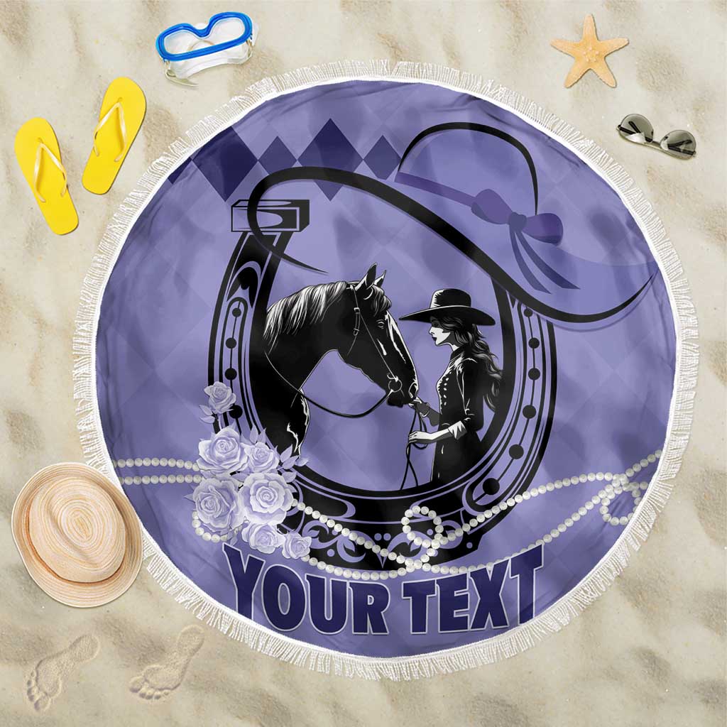 Personalized Kentucky Horse Racing Beach Blanket Beauty and The Horse Purple Version LT01