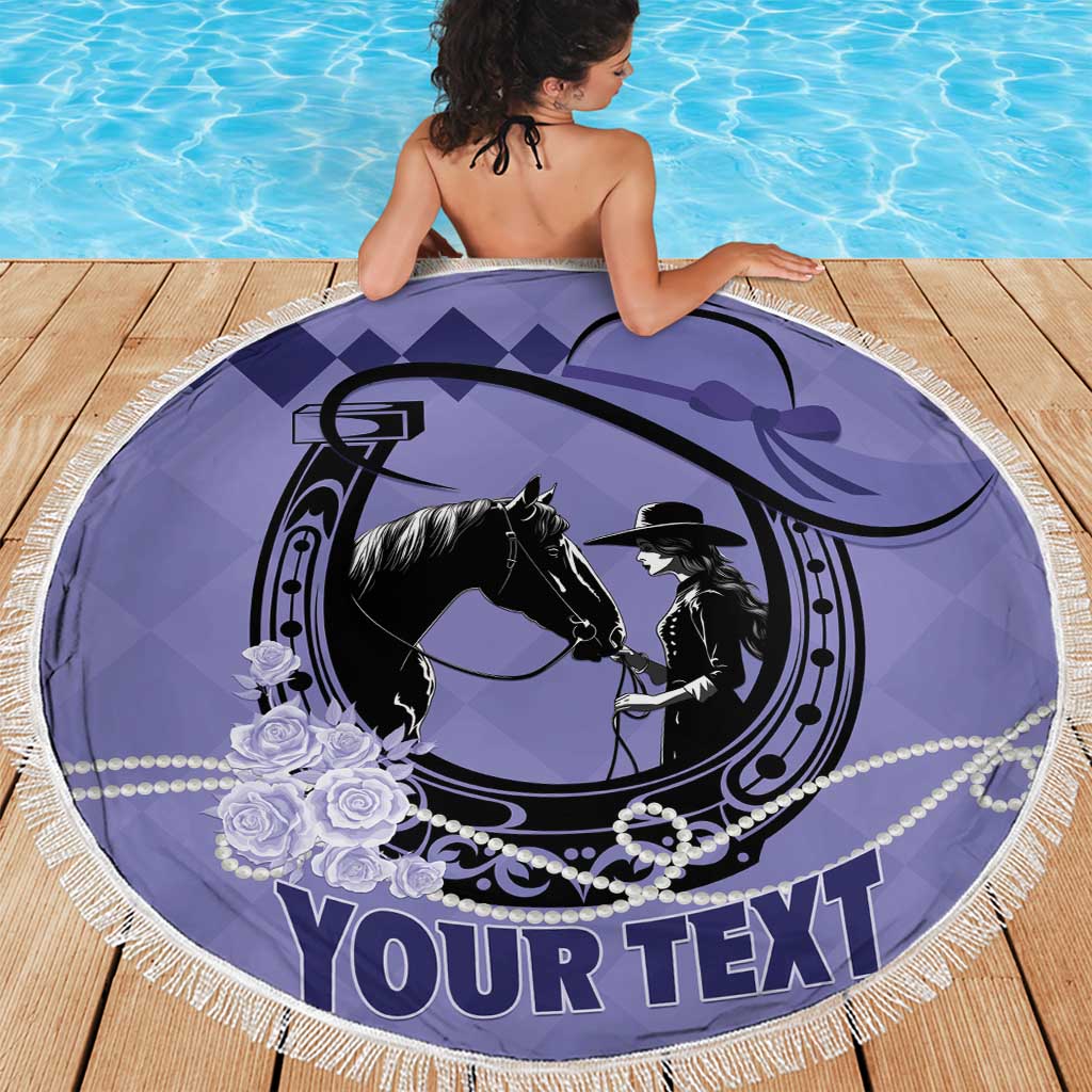 Personalized Kentucky Horse Racing Beach Blanket Beauty and The Horse Purple Version LT01