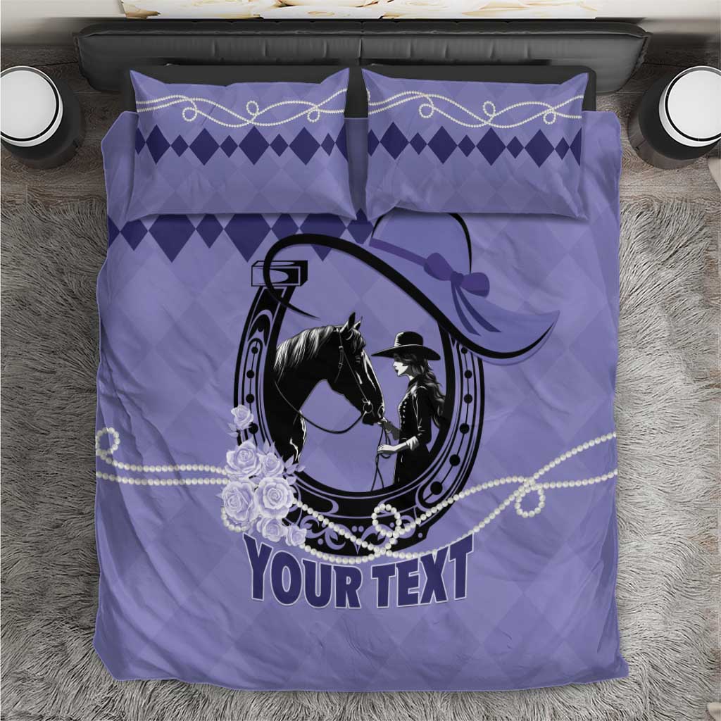 Personalized Kentucky Horse Racing Bedding Set Beauty and The Horse Purple Version LT01