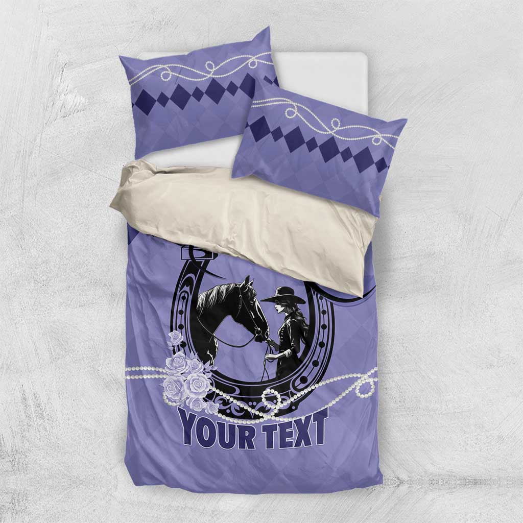 Personalized Kentucky Horse Racing Bedding Set Beauty and The Horse Purple Version LT01