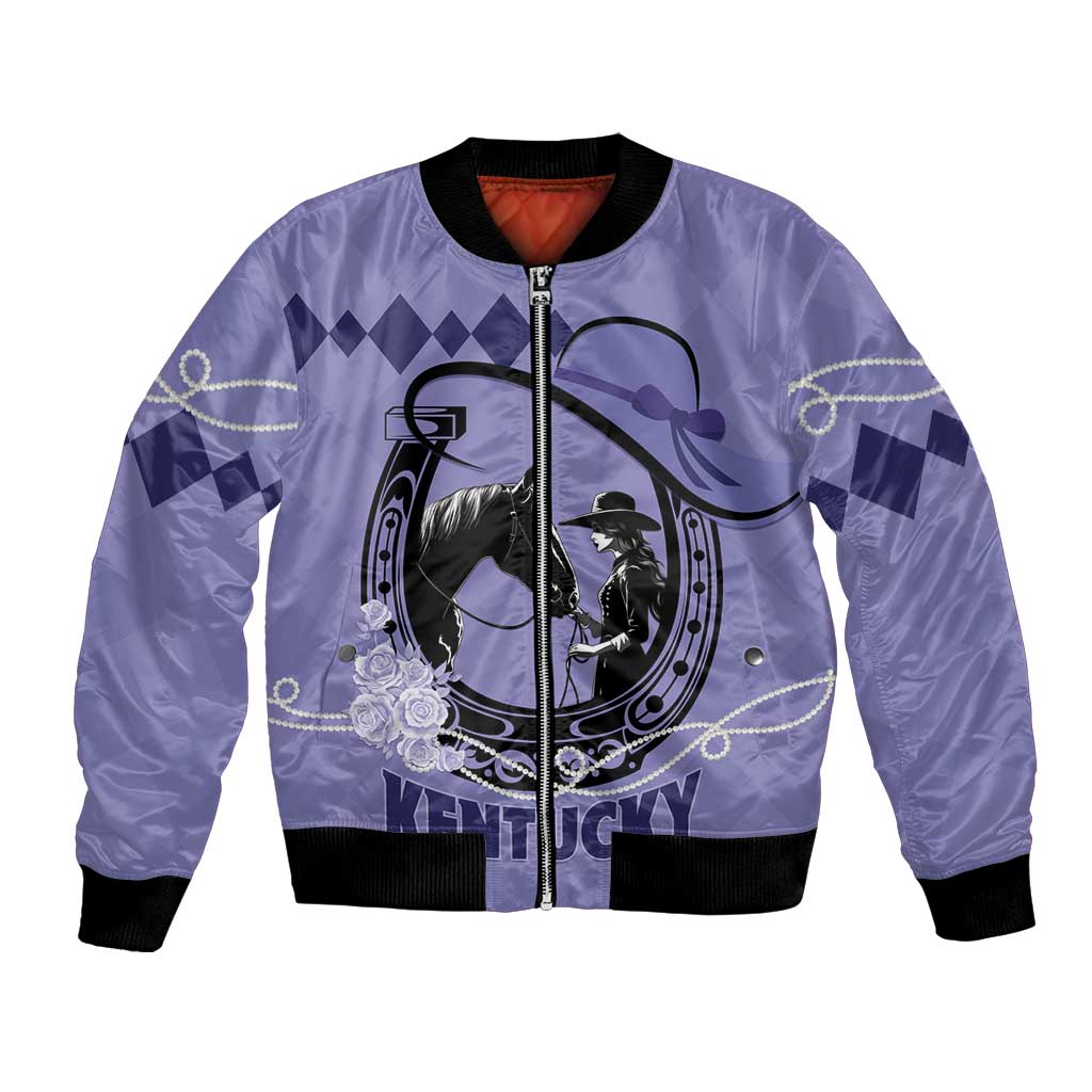 Personalized Kentucky Horse Racing Bomber Jacket Beauty and The Horse Purple Version LT01