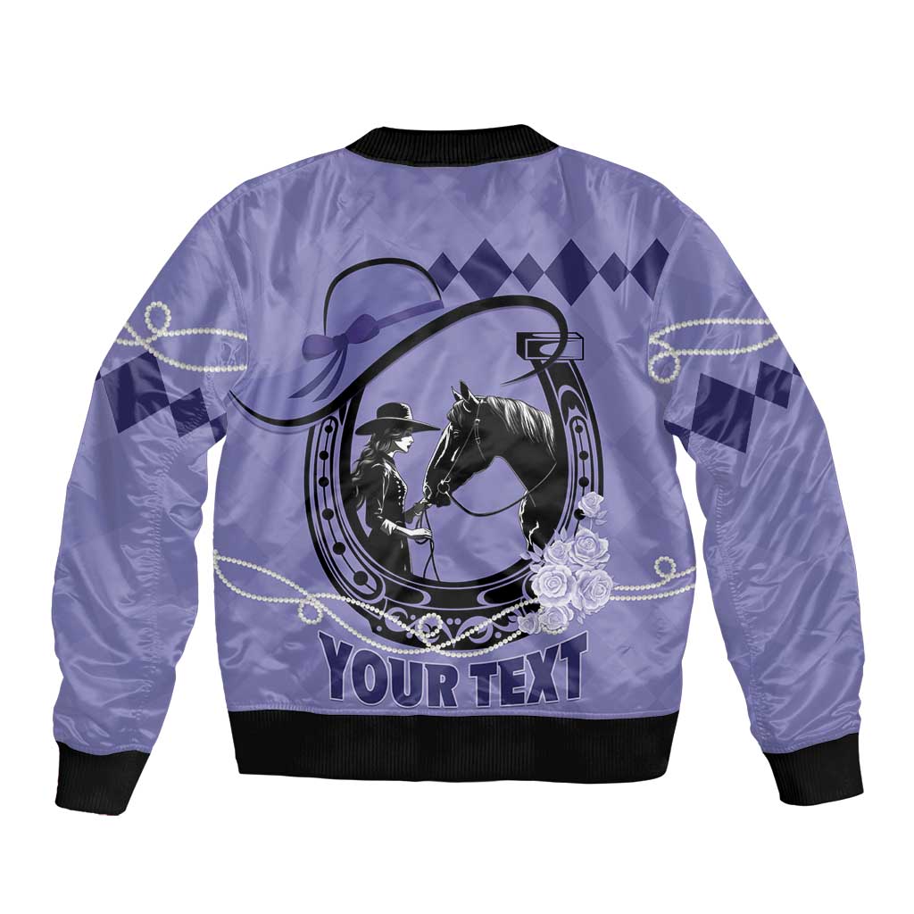 Personalized Kentucky Horse Racing Bomber Jacket Beauty and The Horse Purple Version LT01
