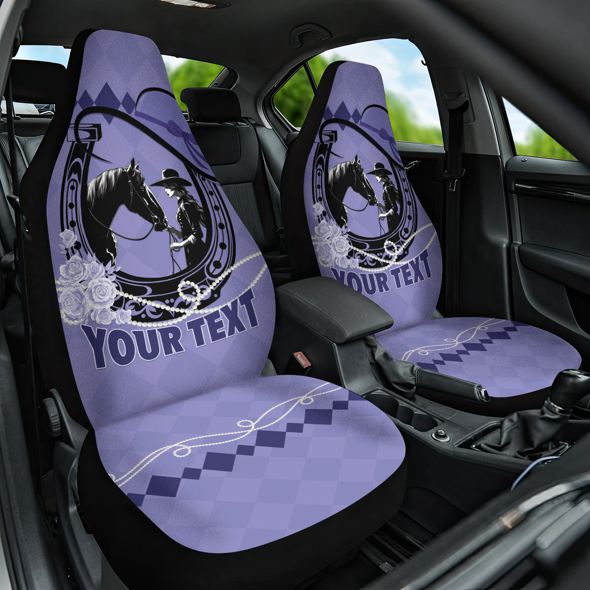 Personalized Kentucky Horse Racing 2024 Car Seat Cover Beauty and The Horse Purple Version