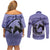 Personalized Kentucky Horse Racing Couples Matching Off Shoulder Short Dress and Long Sleeve Button Shirt Beauty and The Horse Purple Version LT01