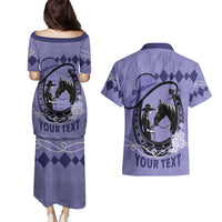 Personalized Kentucky Horse Racing Couples Matching Puletasi and Hawaiian Shirt Beauty and The Horse Purple Version LT01