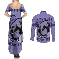 Personalized Kentucky Horse Racing Couples Matching Summer Maxi Dress and Long Sleeve Button Shirt Beauty and The Horse Purple Version LT01
