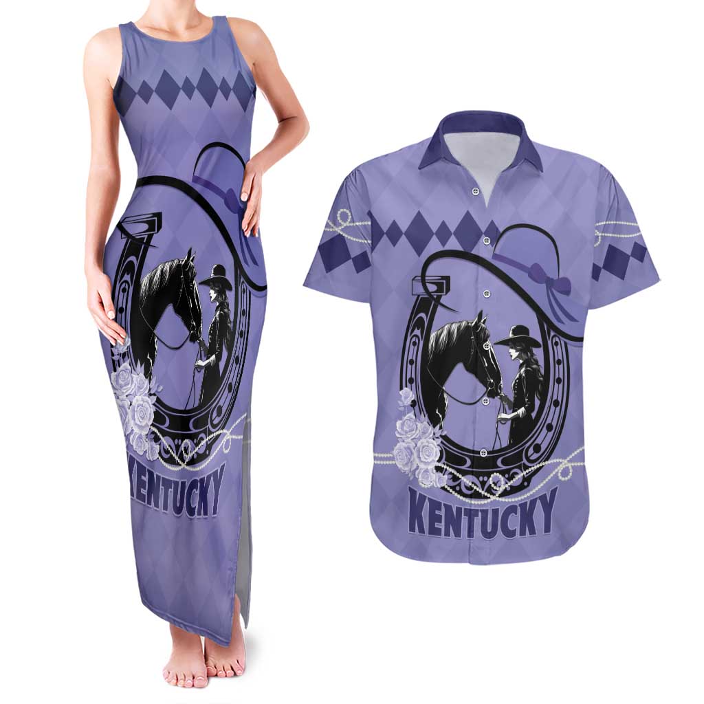 Personalized Kentucky Horse Racing Couples Matching Tank Maxi Dress and Hawaiian Shirt Beauty and The Horse Purple Version LT01