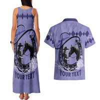 Personalized Kentucky Horse Racing Couples Matching Tank Maxi Dress and Hawaiian Shirt Beauty and The Horse Purple Version LT01