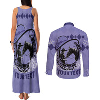 Personalized Kentucky Horse Racing Couples Matching Tank Maxi Dress and Long Sleeve Button Shirt Beauty and The Horse Purple Version LT01