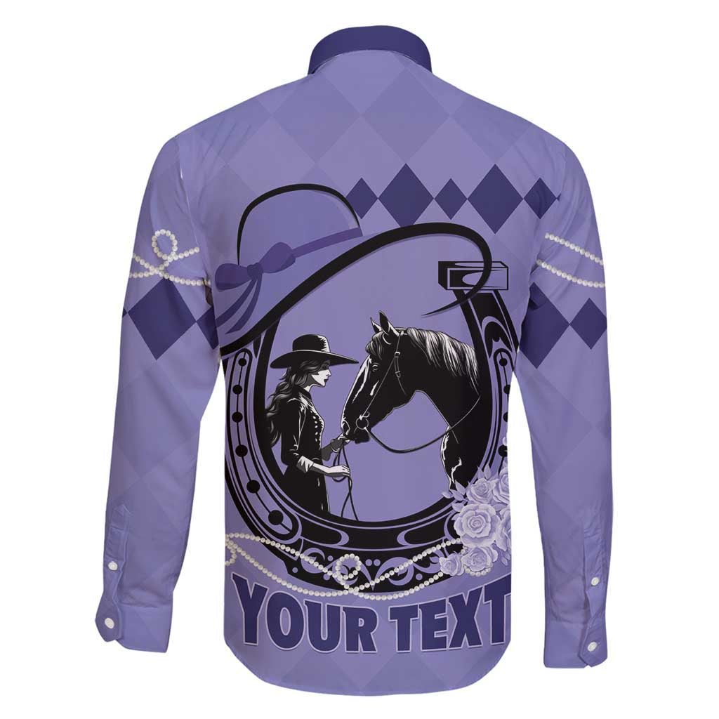 Personalized Kentucky Horse Racing Family Matching Long Sleeve Bodycon Dress and Hawaiian Shirt Beauty and The Horse Purple Version LT01