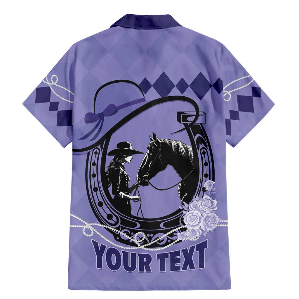 Personalized Kentucky Horse Racing Family Matching Mermaid Dress and Hawaiian Shirt Beauty and The Horse Purple Version LT01
