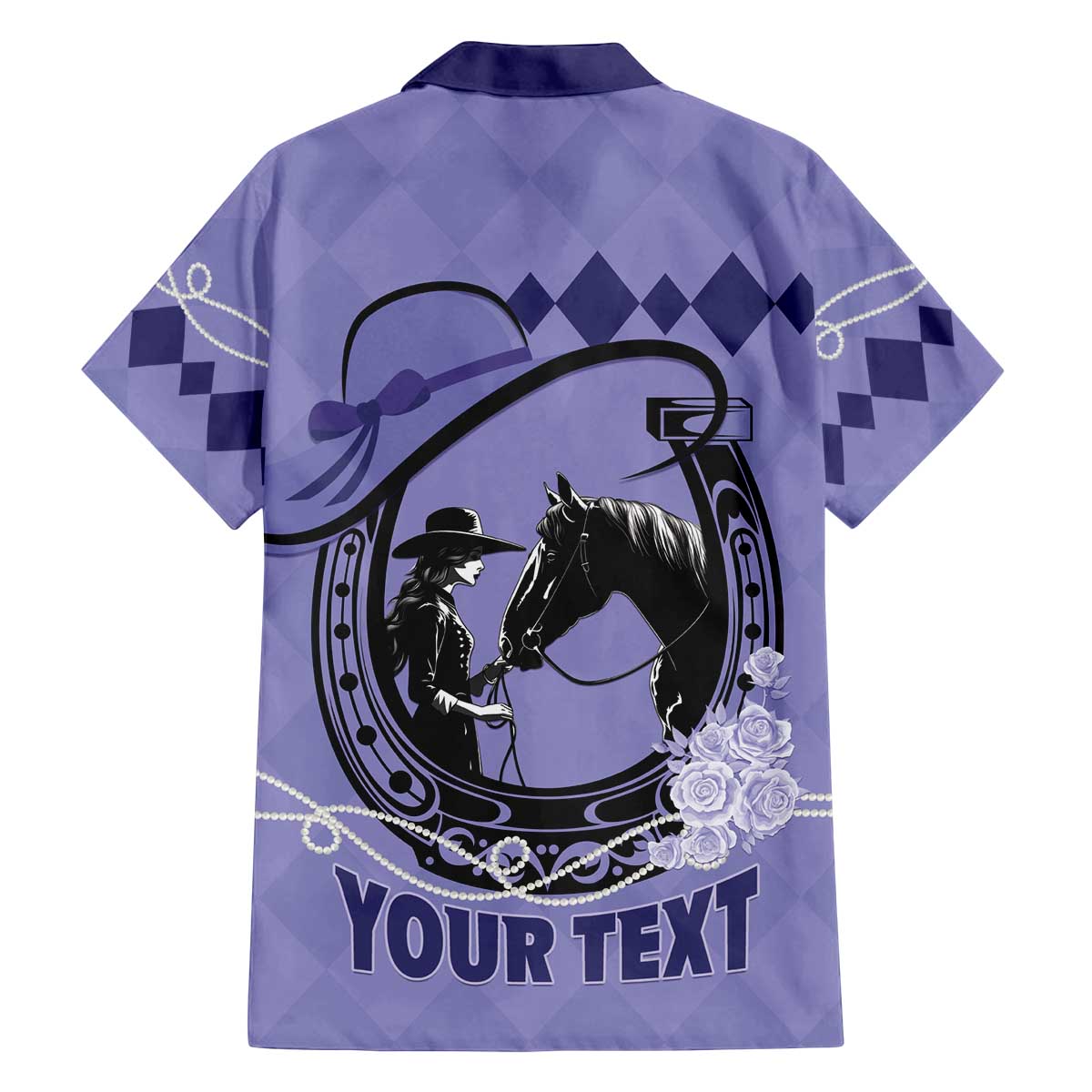 Personalized Kentucky Horse Racing Family Matching Off The Shoulder Long Sleeve Dress and Hawaiian Shirt Beauty and The Horse Purple Version LT01