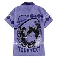 Personalized Kentucky Horse Racing Family Matching Off The Shoulder Long Sleeve Dress and Hawaiian Shirt Beauty and The Horse Purple Version LT01