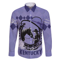 Personalized Kentucky Horse Racing Family Matching Off The Shoulder Long Sleeve Dress and Hawaiian Shirt Beauty and The Horse Purple Version LT01