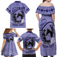 Personalized Kentucky Horse Racing Family Matching Off Shoulder Maxi Dress and Hawaiian Shirt Beauty and The Horse Purple Version LT01