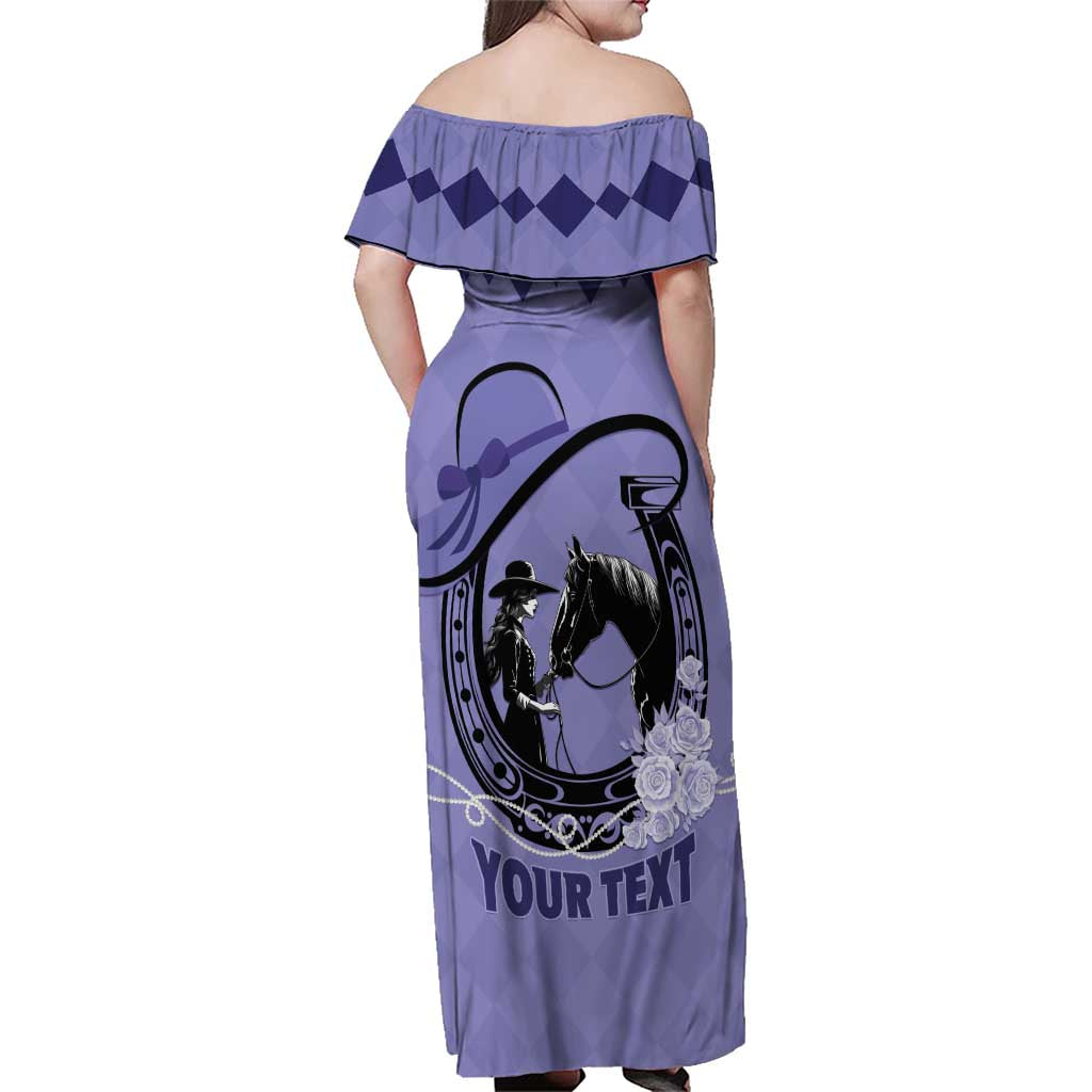 Personalized Kentucky Horse Racing Family Matching Off Shoulder Maxi Dress and Hawaiian Shirt Beauty and The Horse Purple Version LT01