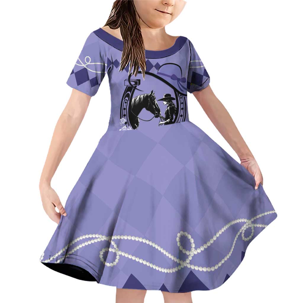 Personalized Kentucky Horse Racing Family Matching Off Shoulder Short Dress and Hawaiian Shirt Beauty and The Horse Purple Version LT01