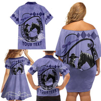 Personalized Kentucky Horse Racing Family Matching Off Shoulder Short Dress and Hawaiian Shirt Beauty and The Horse Purple Version LT01