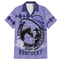 Personalized Kentucky Horse Racing Family Matching Off Shoulder Short Dress and Hawaiian Shirt Beauty and The Horse Purple Version LT01