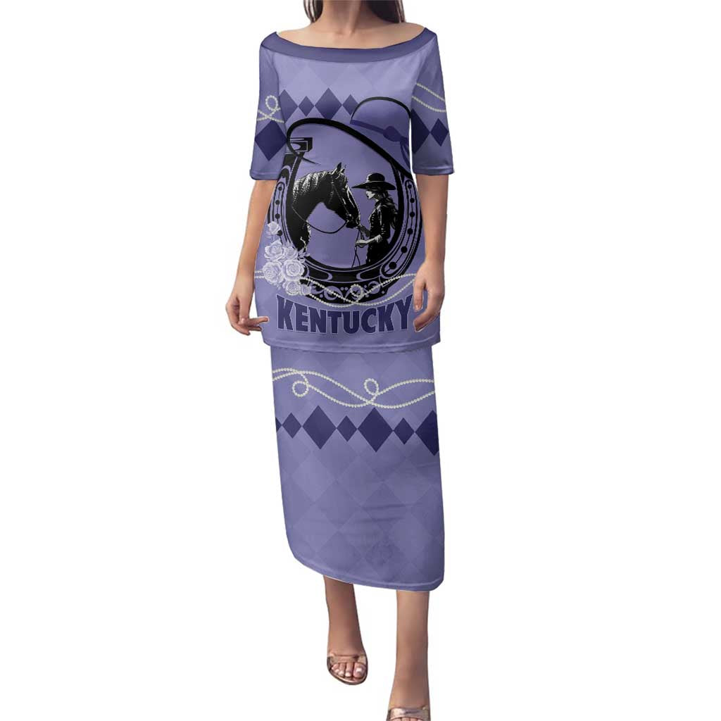 Personalized Kentucky Horse Racing Family Matching Puletasi and Hawaiian Shirt Beauty and The Horse Purple Version LT01