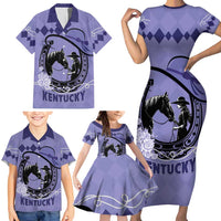 Personalized Kentucky Horse Racing Family Matching Short Sleeve Bodycon Dress and Hawaiian Shirt Beauty and The Horse Purple Version LT01