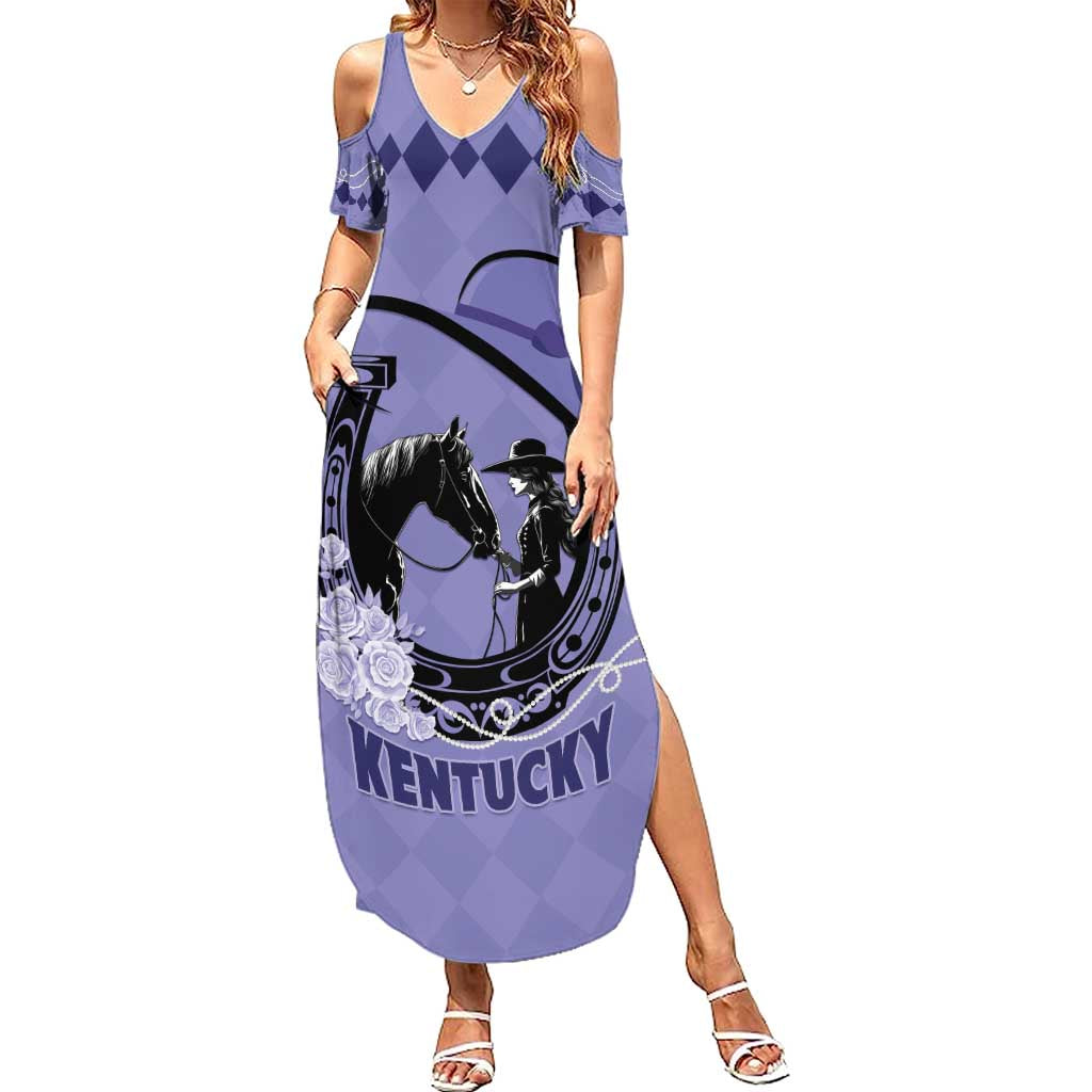 Personalized Kentucky Horse Racing Family Matching Summer Maxi Dress and Hawaiian Shirt Beauty and The Horse Purple Version LT01