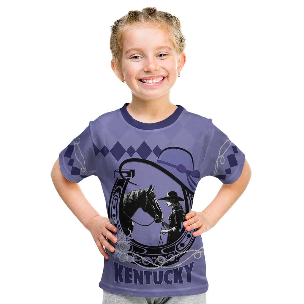 Personalized Kentucky Horse Racing Kid T Shirt Beauty and The Horse Purple Version LT01