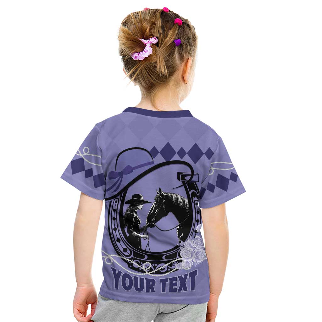 Personalized Kentucky Horse Racing Kid T Shirt Beauty and The Horse Purple Version LT01