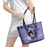 Personalized Kentucky Horse Racing Leather Tote Bag Beauty and The Horse Purple Version LT01