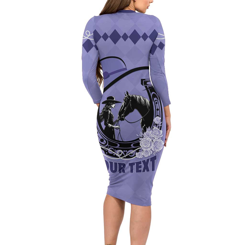 Personalized Kentucky Horse Racing Long Sleeve Bodycon Dress Beauty and The Horse Purple Version LT01