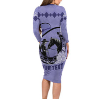 Personalized Kentucky Horse Racing Long Sleeve Bodycon Dress Beauty and The Horse Purple Version LT01