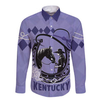 Personalized Kentucky Horse Racing Long Sleeve Button Shirt Beauty and The Horse Purple Version LT01